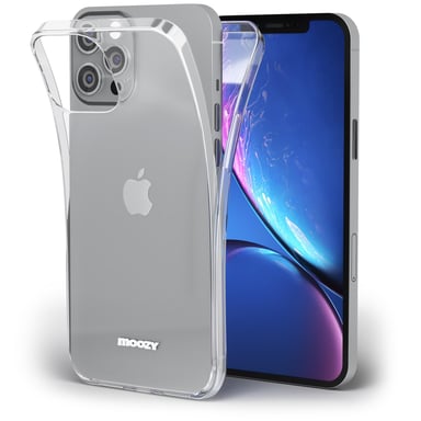Moozy Coque 360 degrés pour iPhone 12 Pro Max – Coque intégrale avant et arrière fine transparente en gel de silicone TPU