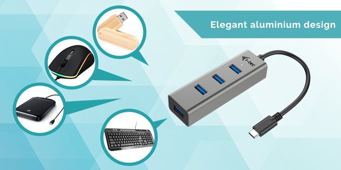 i-tec - HUB USB-C metálico de 4 puertos