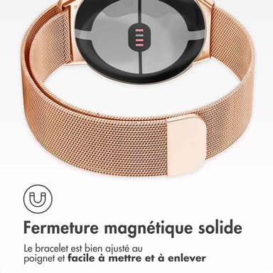 imoshion Bracelet magnétique milanais pour Google Pixel Watch / Watch 2 / Watch 3 / Watch 4 (41 mm) - Rose Doré