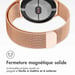 imoshion Bracelet magnétique milanais pour Google Pixel Watch / Watch 2 / Watch 3 / Watch 4 (41 mm) - Rose Doré