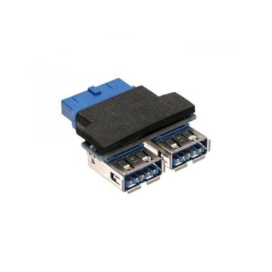 InLine 33444I changeur de genre de câble 2x USB A USB 3.0 (19pin) Noir, Bleu