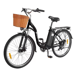 DYU C6 Bicicleta eléctrica para adultos, 26'', bicicleta urbana con cesta, motor de 350 W, batería de 36 V y 12,5 Ah
