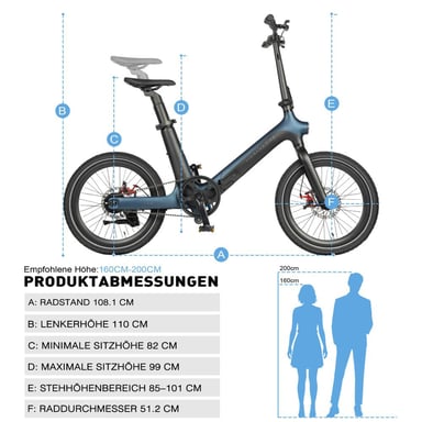 Bici elettrica pieghevole MAXTRON Smart30 con batteria rimovibile da 36 V 9,6 Ah e sensore di coppia