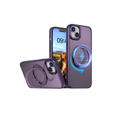Jaym - Custodia rinforzata viola compatibile con Apple iPhone 15 Pro Max - Compatibile con Magsafe - Paraurti colorato, retro fumé e anello magnetico cromato