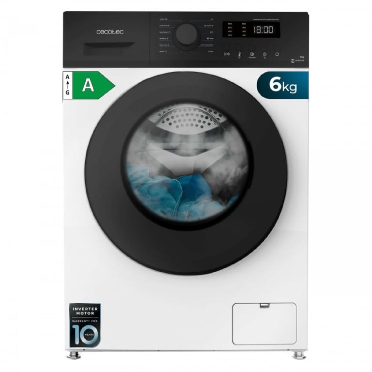 Lave-Linge Frontal Cecotec Bolero DressCode 6150 – Capacité 6 kg, 1000 tr/min, Inverter Plus, 12 Programmes