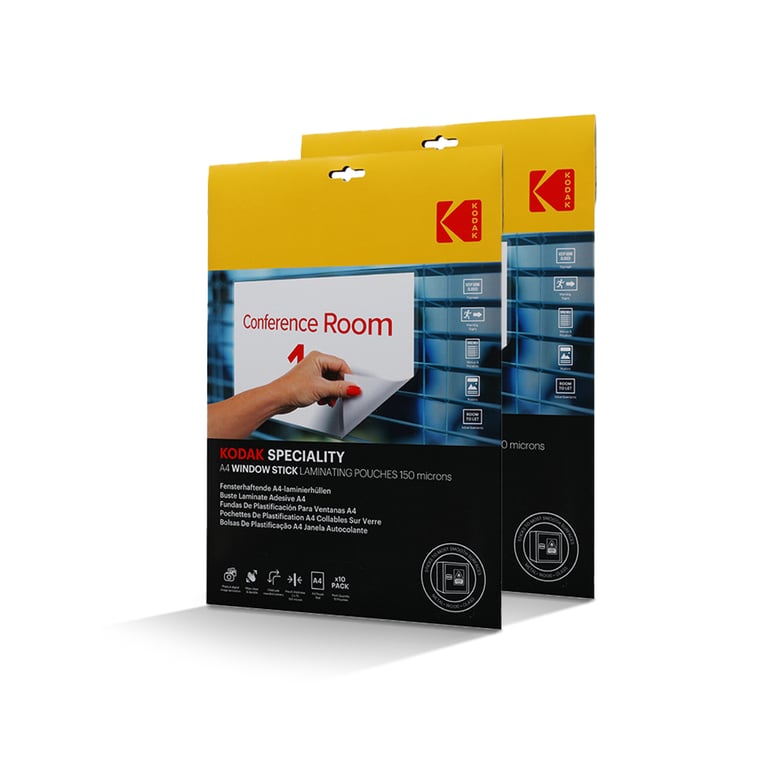 KODAK Pochettes de Plastification A4 Window Stick – Lot de 2 x 10 Feuilles (20 total), 150 Microns, Auto-adhésives, Format A4 – Modèle KD-LMA4RW-PK10C - Neuf