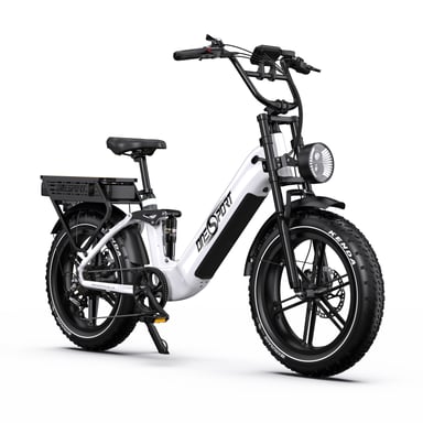 Onesport OT08 Pro 20'' Bici elettrica 500W Doppia batteria 48V 36AH Full Suspension Step-Thru Fat Tire E-Bike