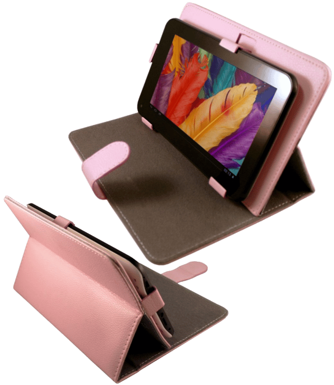 Housse Tablette Universelle 7' Simili Cuir Mode Paysage Portrait Antichoc Rose Faux cuir YONIS