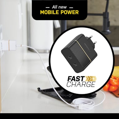 OtterBox EU Wall Charger 50W - 1X USB-C 30W + 1X USB-C 20W USB-PD, noir