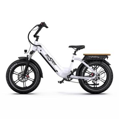 Bicicleta Eléctrico ONESPORT OT08 | Velocidad Máx 25 km/h | Autonomía 80 km | Motor 500W | Batería 48V 18Ah | Neumáticos de 20 Pulgadas | Blanco