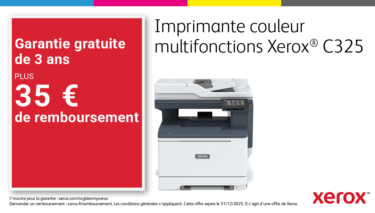 Xerox C325 copieimpressionnumérisationtélécopie recto verso sans fil A4 33 ppm PS3 PCL5e6 2 magasins 251 feuilles Neuf - vue 3
