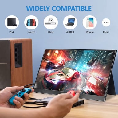 Lipa HDR-60 moniteur portable Full HD 17.3 pouces - Écran portable - Écran d'ordinateur - Moniteur - 144 Hz - HDMI - 2x USB C