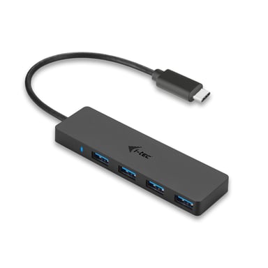 USB-C HUB I-TEC con 4 puertos USB 3.0 con cable integrado 20cm