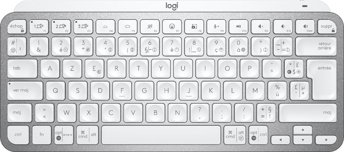 Logitech Teclado inalámbrico - MX Keys Mini - GRIS CLARO - Compacto, Bluetooth, retroiluminado para MAC, iOS, Windows, Linux, Android