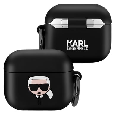 Karl Lagerfeld Carcasa AirPods para AirPods 3 Silicona blanda con anillo Negro