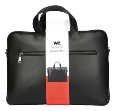 Sacoche 15,6'' pour Ordinateur Portable Mallette Multi-Compartiment avec Poche Extérieur, Noir