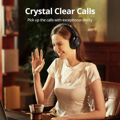 Cuffie Tronsmart Q20S Ibride con Cancellazione Attiva del Rumore, Cuffie Over-Ear Wireless con Microfono, Audio ad Alta Risoluzione, 60 Ore di Riproduzione, Bassi Profondi, Equalizzatore Personalizzato tramite