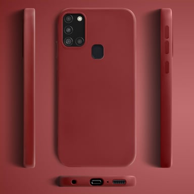 Moozy Lifestyle. Coque conçue pour Samsung A21s, rose vintage – Coque en silicone liquide avec finition mate et doublure en microfibre douce.