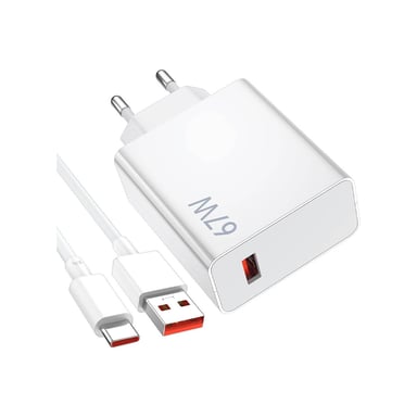 Xiaomi Charging Combo 67W USB-A cargador rápido + USB-C cable de datos Blanco MDY-12-ES