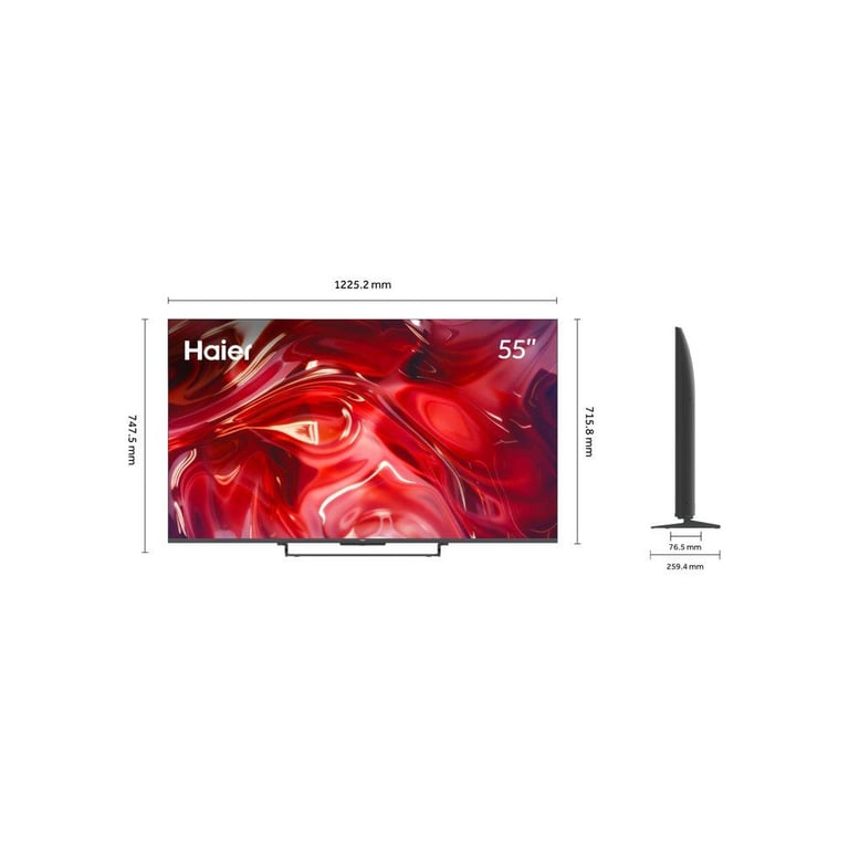 Haier H55S85GUX TV QLED 55 139 cm 4K UHD 3840x2160 HDR10+ Google TV 4xHDMI 2.1 WiFi - vue 3