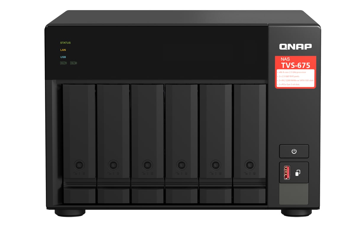 QNAP TVS 675 NAS Tower ZhaoXin KaiXian KX 6000 KX U6580 8 Go DDR4 0 To QuTS hero Neuf