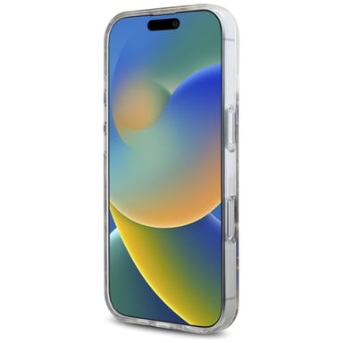 Étui Guess Resin Flowers Glitter MagSafe pour iPhone 16 violet