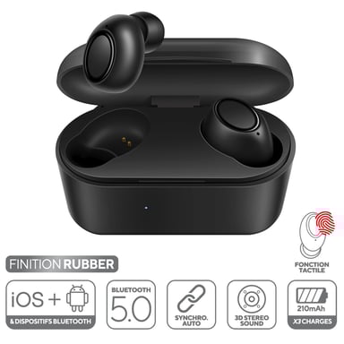 KOOLSTAR OxyBuds écouteurs stéréo intra-auriculaires noir bluetooth 5.0 avec commandes tactiles compatible tout smartphone