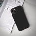 Coque antichoc en gel de silicone doux pour Apple iPhone 13 mini, Noir satin