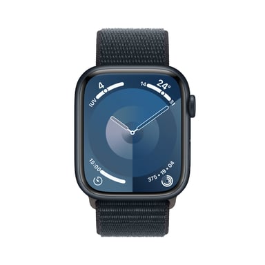 Watch Series 9 GPS, cassa in alluminio da 45 mm con fibbia sportiva, nero