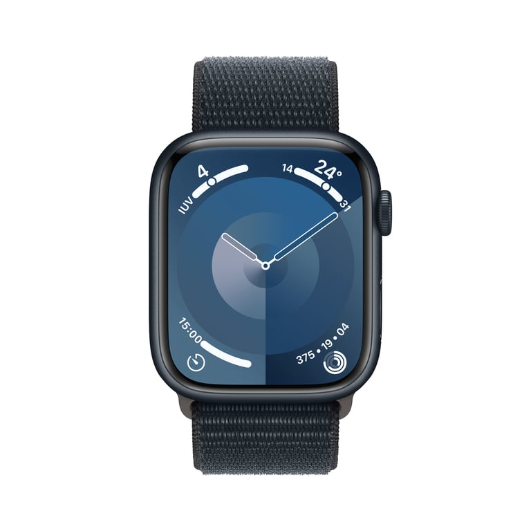 Watch Series 9 GPS, boitier en aluminium de 45 mm avec boucle sport, Noir
