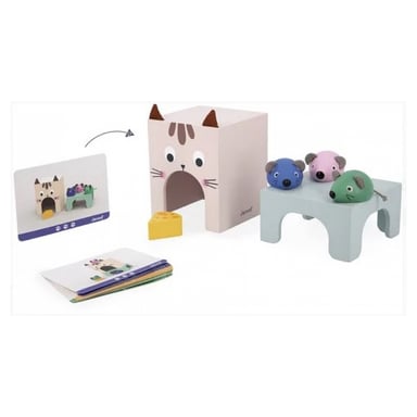 Jeu Éducatif en Bois : Chat et Souris pour Développer l'Orientation Spatiale