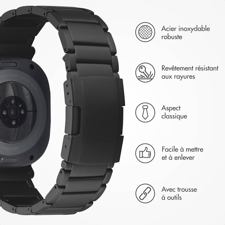 Bracelet Samsung Galaxy Watch Ultra 26mm Acier Titane mat - vue 6