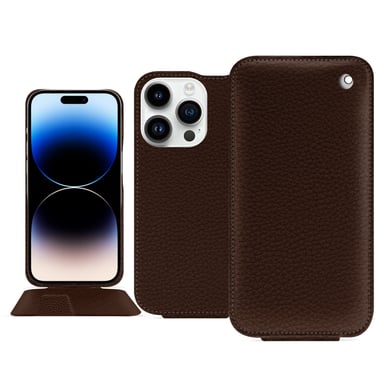 Housse cuir Apple iPhone 15 Pro -  - Marron - Cuir grainé