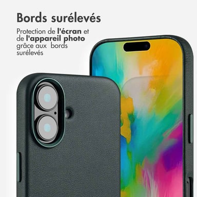 Accezz Coque arrière en cuir avec MagSafe pour Apple iPhone 16 - Cedar Green