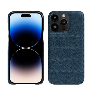 Coque matelassée Apple iPhone 15 Pro Max -  - Bleu - Cuir grainé