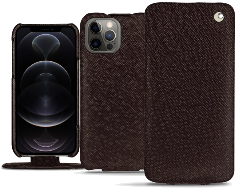 Housse cuir Apple iPhone 12 Pro - Rabat verticalMarron