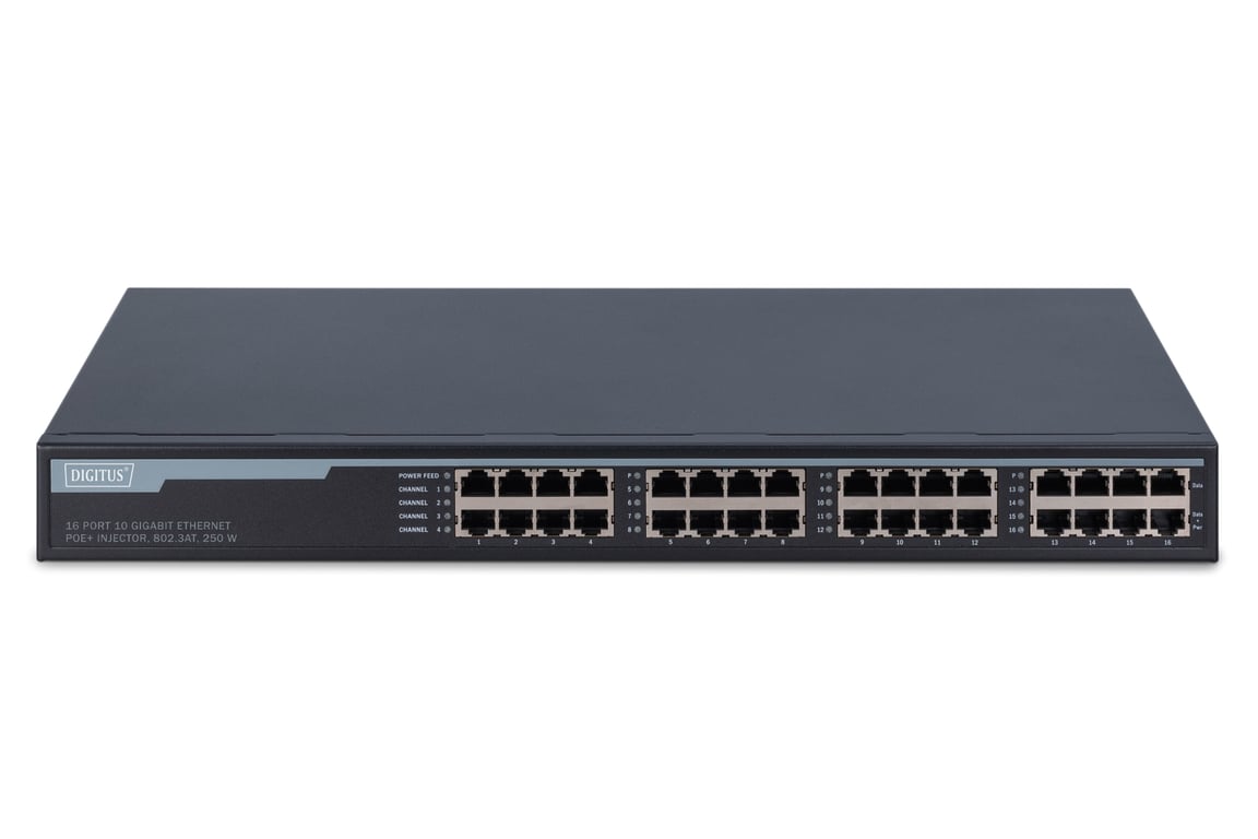Digitus Injecteur PoE+ Ethernet 10G à 16 ports 802.3at Neuf - vue 3