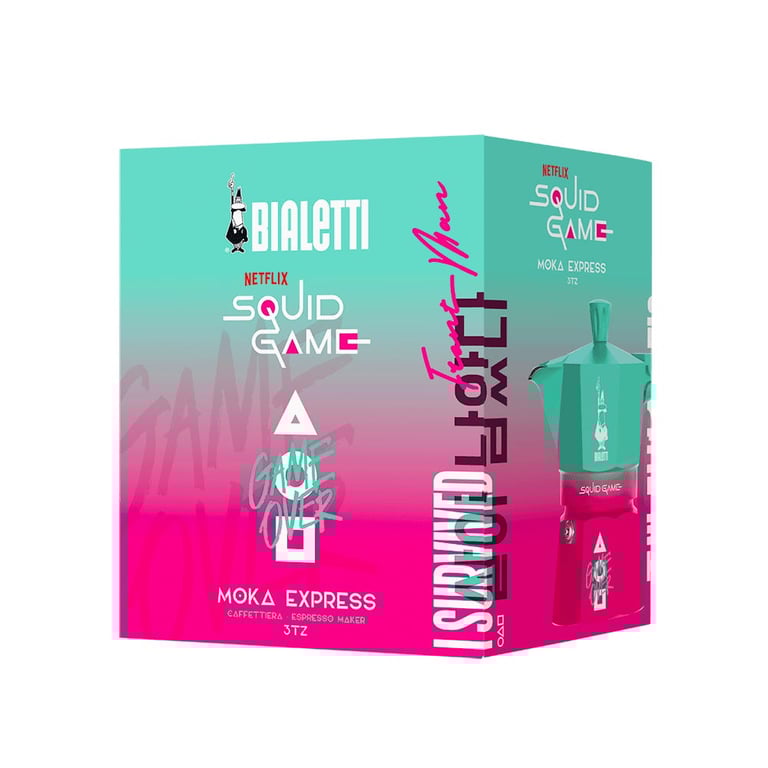 Cafetière Moka Express Bialetti Squid Game 3 Tasses Aluminium Non compatible induction sans adaptateur - vue 7