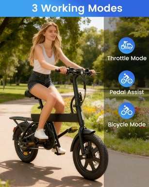 VéLo Électrique REGALANGEL B20 MINI | Moteur 500W | Batterie 36V 7.8Ah | Pneus 14 Pouces | Vitesse Max 25 km/h | Autonomie 25 km | Noir