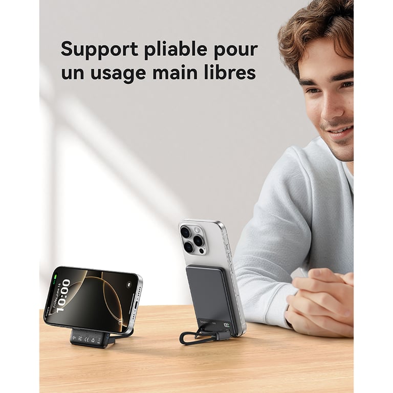 PB MagPro Slim 5k mAh Magnet+ USB C + cbl USB C Bk - vue 2