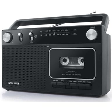 MUSE M-152 RC Radio Analógica - Cassette - Negro