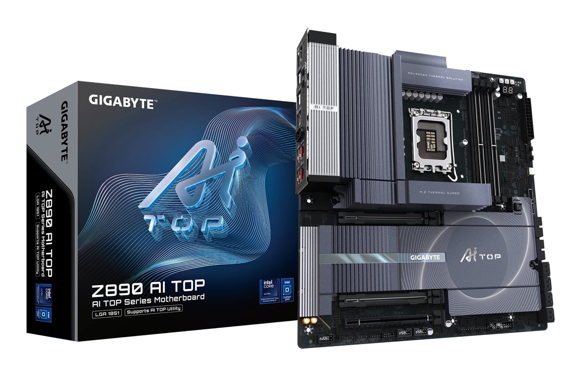 Gigabyte Placa Base Z890 AI TOP Intel Z890 LGA 1851 ATX Wi-Fi 7 LAN 10 GbE Thunderbolt 5