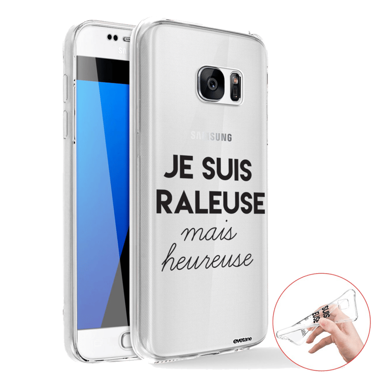 Evetane Coque Samsung Galaxy S7 Edge 360 intégrale transparente Motif Raleuse Mais Heureuse Tendance