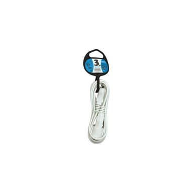 Rallonge électrique domestique ZENITECH HO3VVH2F 3 m 2x0,75 mm² Blanc 6A 1380W protection enfant - Neuf