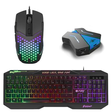 Starter Pack Gamer Fury 3 en 1 Teclado Ratón Conversor Switch XB1 PS4