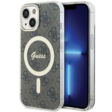 Custodia Guess per iPhone 15 6,1'' marrone Custodia rigida IML 4G MagSafe