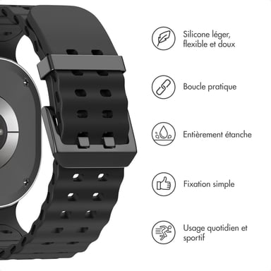imoshion Bracelet Ocean en silicone pour Samsung Galaxy Watch 8 (40/44mm) / Classic (46mm) - Noir