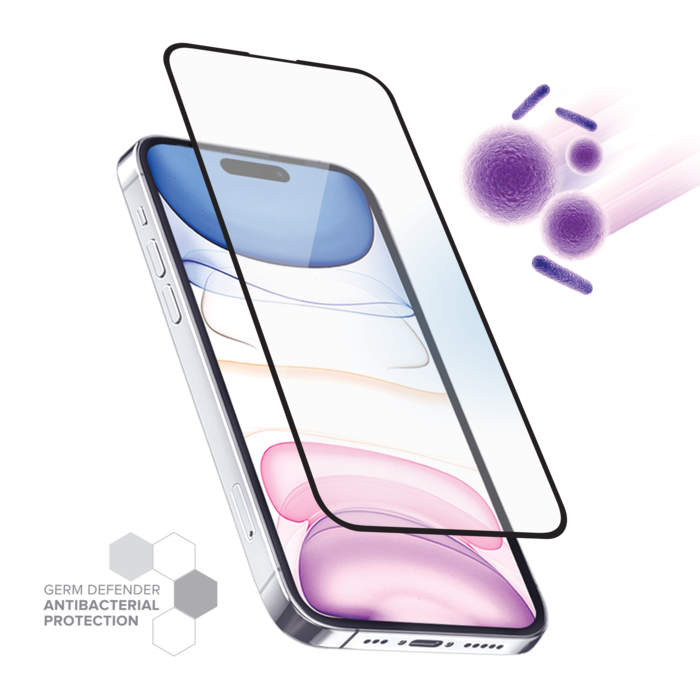 Protector de pantalla de cristal templado antibacteriano con bordes  curvados para Apple iPhone 15 Pro, Negro - The Kase