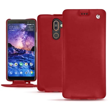 Funda de piel Nokia 7 Plus - Solapa vertical - Rojo - Piel lisa