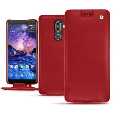 Housse cuir Nokia 7 Plus -  - Rouge - Cuir lisse